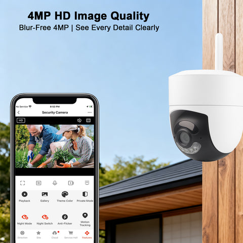 4MP Outdoor Security Camera, Dual-Band 2.4G/5G WiFi Smart Camera with Smart Life App, Pan/Tilt Auto Tracking, Human Motion Detection, Two-Way Audio, IR Night Vision, TF Card & Cloud Storage, IP66 Waterproof Home Surveillance Camera for Outdoor Home Safety
