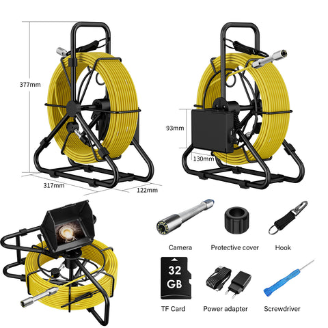 Sewer Camera 10m/32ft, 4.3" Pipe Snake Camera with DVR Function, Drain Plumbing Inspection with LED Light, 17mm/0.67in Waterproof Industrial Endoscope for Home Wall Duct Drain Pipe (10m/32ft)
