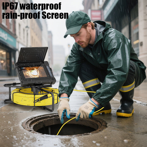 7inch Sewer Pipe Inspection Camera Drain Sewer Pipeline Industrial Endoscope DVR Video Recording 20M Cable