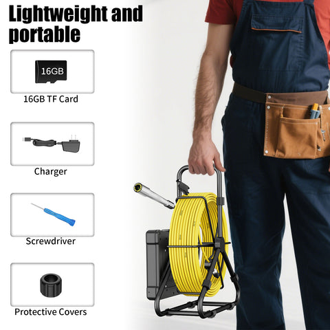 7inch Sewer Pipe Inspection Camera Drain Sewer Pipeline Industrial Endoscope DVR Video Recording 20M Cable